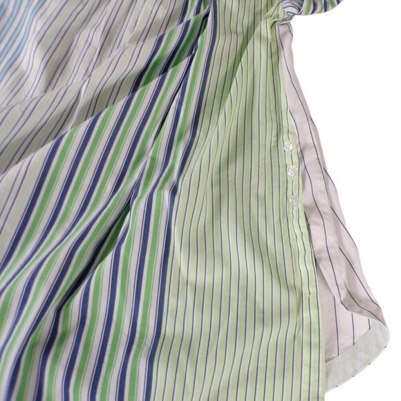 Maeve by Anthropologie Alix Button Down Stripe Henley Patchwork Oversized M #488 - Picture 7 of 8